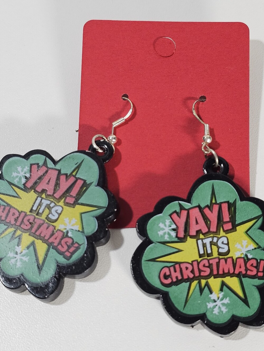 Yay It's Christmas Dangle Earrings Comic Book